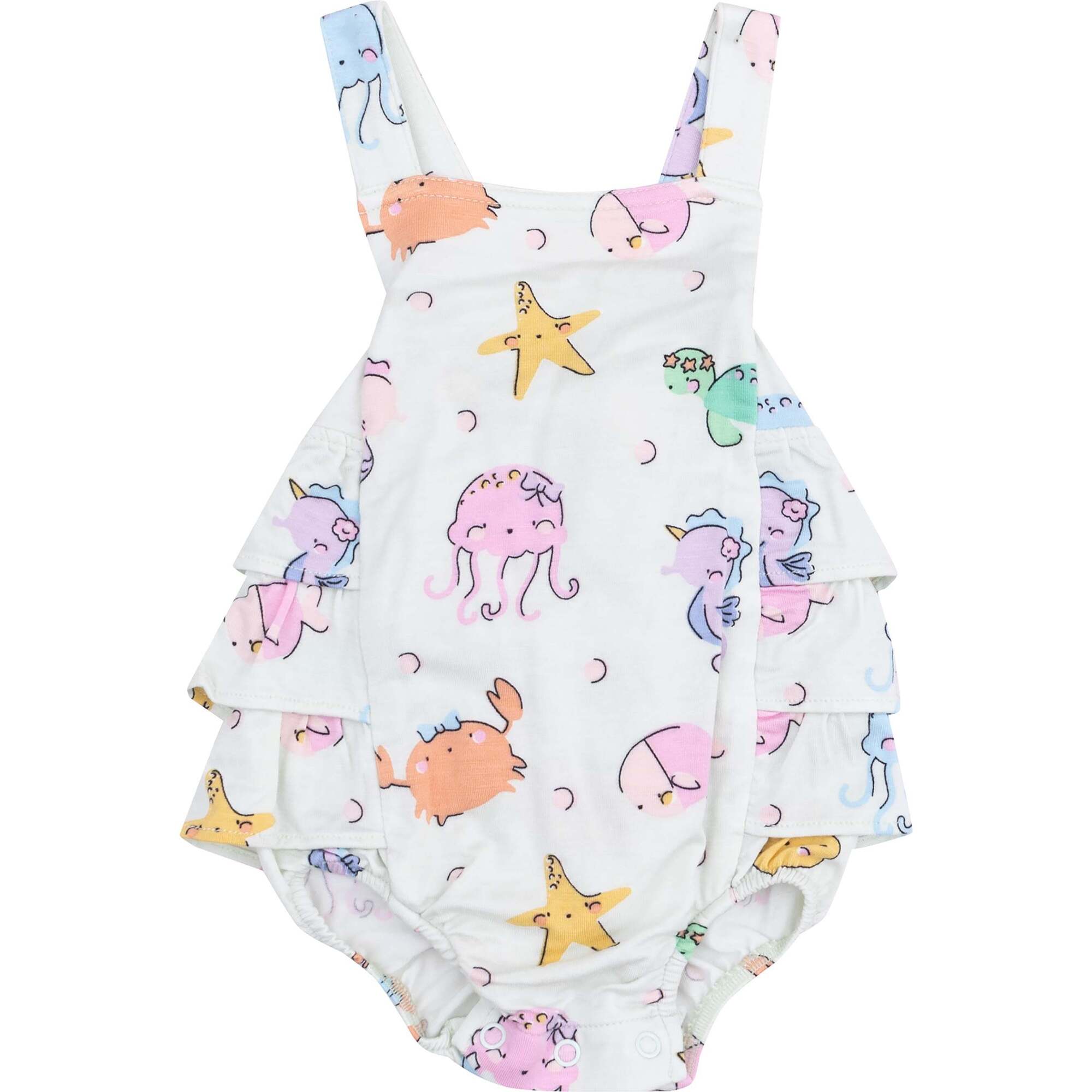 Ruffle Sunsuit, Cute Sea Creatures - Rompers - 1