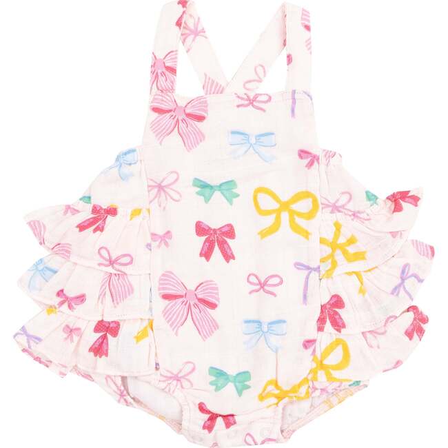 Ruffle Sunsuit, Colorful Bows - Rompers - 1