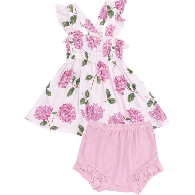 Ruffle Strap Smocked Top and Diaper Cover, Hydrangeas