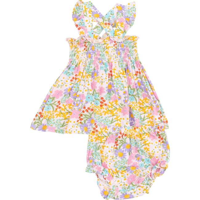 Ruffle Strap Smocked Top and Diaper Cover,  Amelia Floral