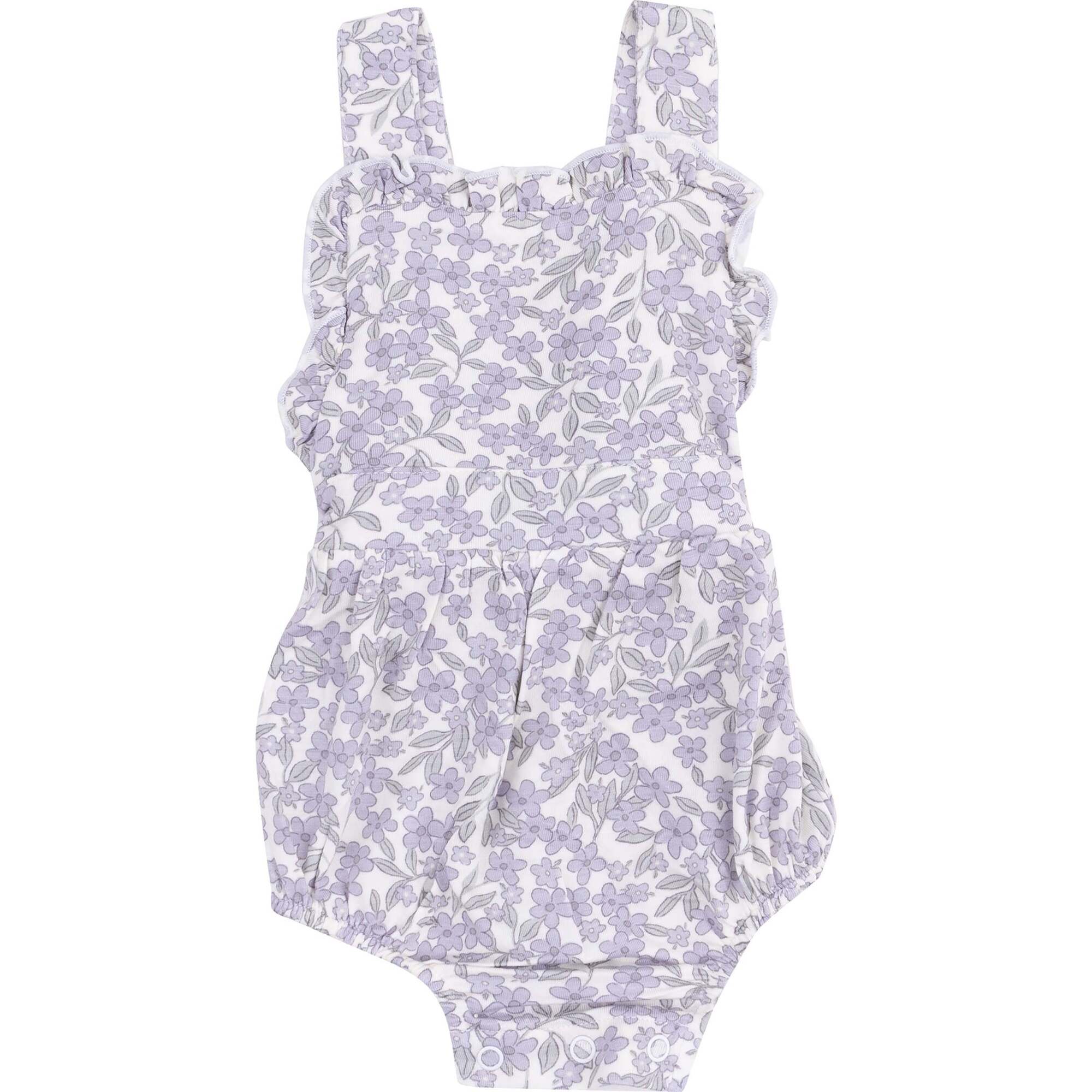 Ruffle Bubble, Forget Me Not Floral - Rompers - 1