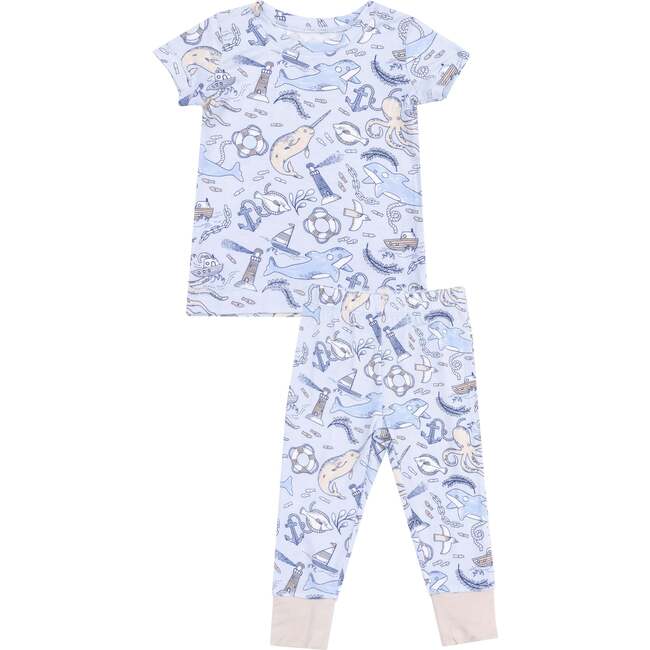 Short Sleeve Loungewear Set, Nautical Notebook