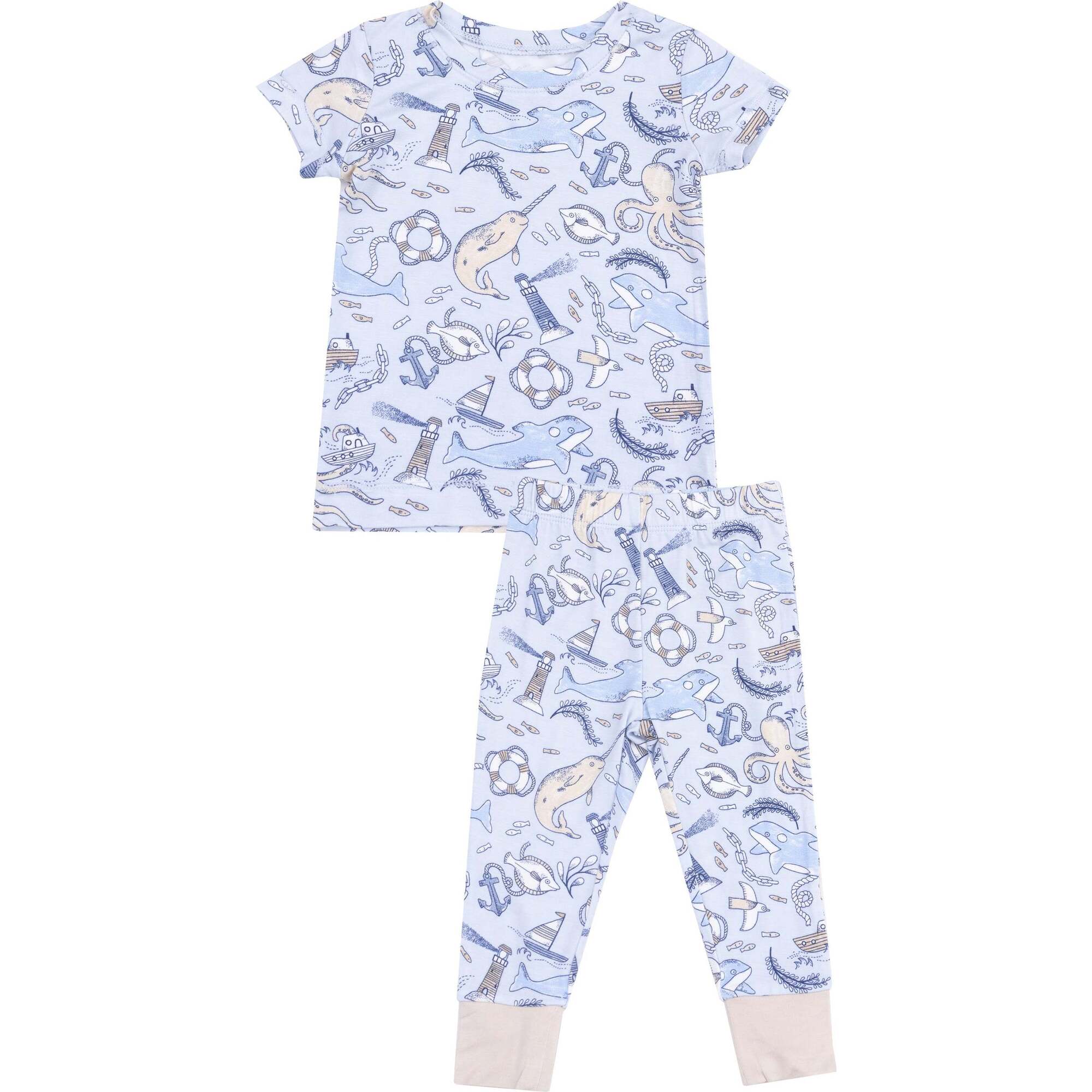 Short Sleeve Loungewear Set, Nautical Notebook - Mixed Apparel Set - 1