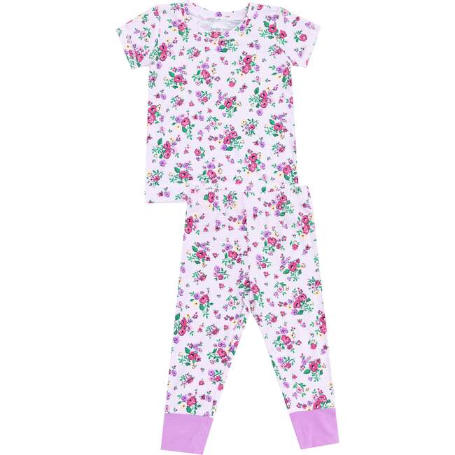 Short Sleeve Loungewear Set, Preppy Roses