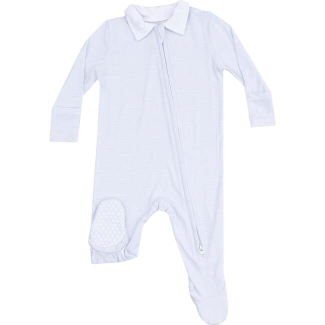 Polo 2 Way Zipper Footie, Stripe Classic Blue - Footie Pajamas - 1