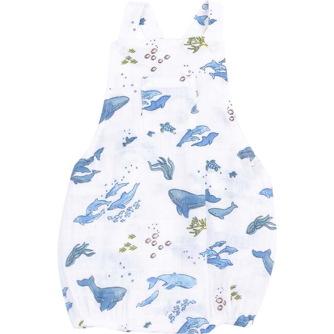 Pocket Sunsuit, Watercolor Blue Whales