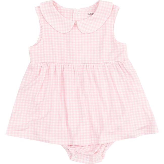 Peter Pan Collar Bubble with Skirt, Mini Gingham Pink