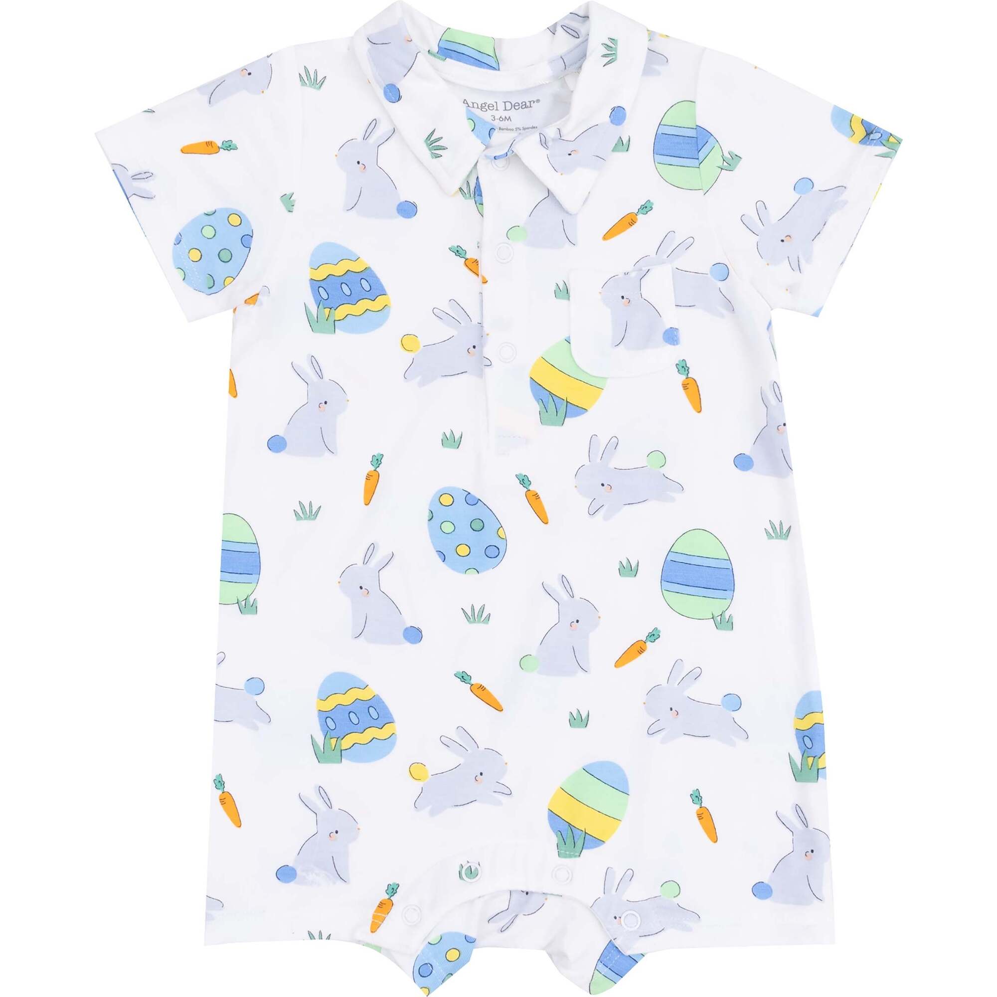 Polo Shortie, Easter Bunnies Blue - Rompers - 1