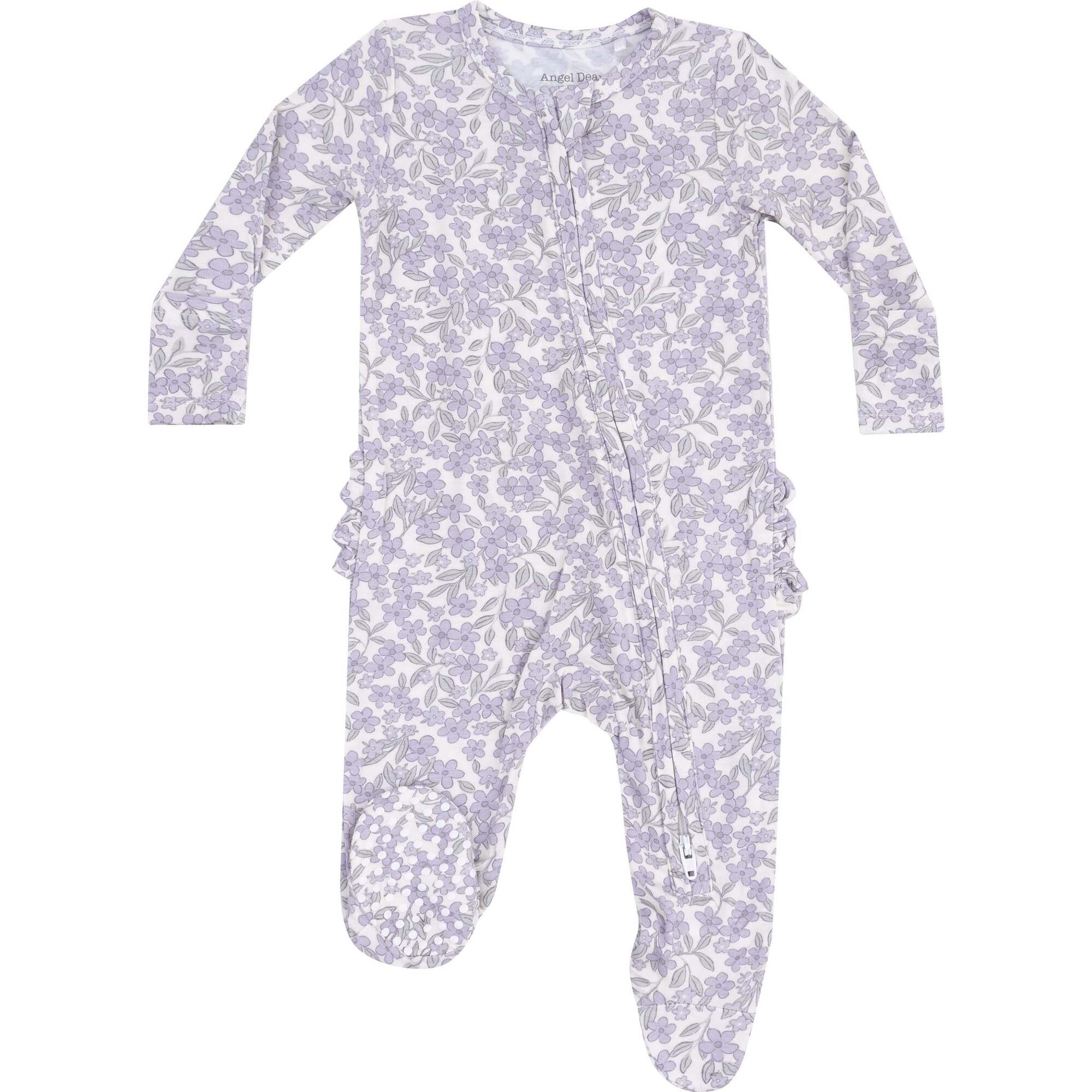 2 Way Zipper Ruffle Back Footie, Forget Me Not Floral - Footie Pajamas - 1