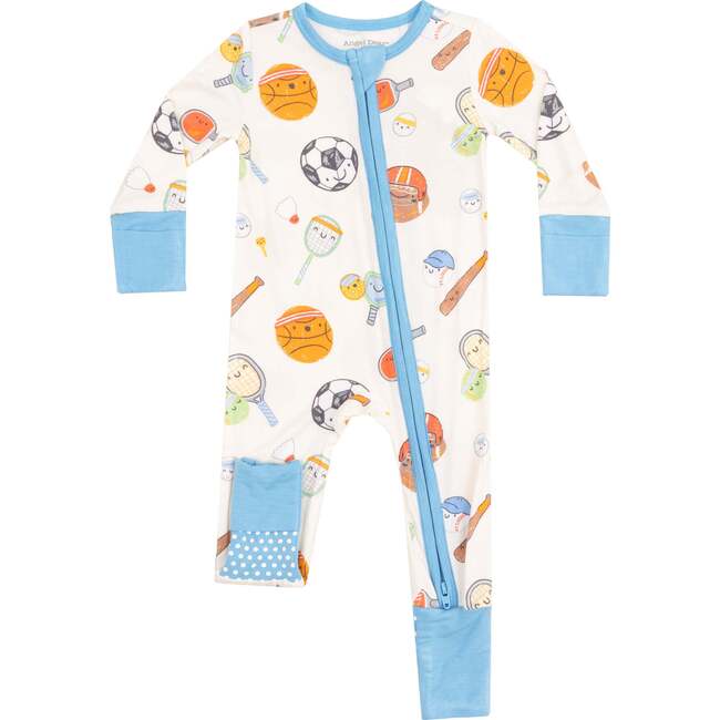 2 Way Zipper Romper, Sports Ball Friends