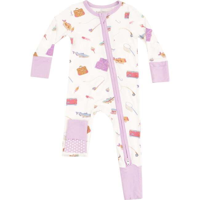 2 Way Zipper Romper, Fishing Things Pink