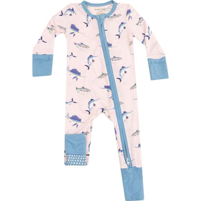 2 Way Zipper Romper, Deep Sea Fishing Pink