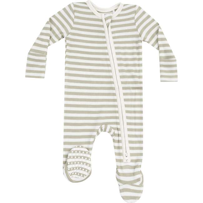 2 Way Zipper Footie, Stripe Sage