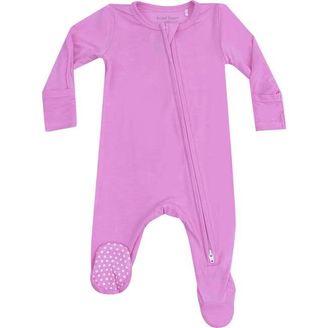 2 Way Zipper Footie, Solid Cyclamen - Footie Pajamas - 1