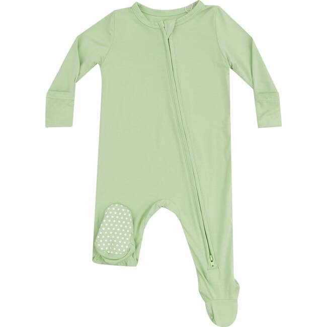 2 Way Zipper Footie, Solid Foam Green