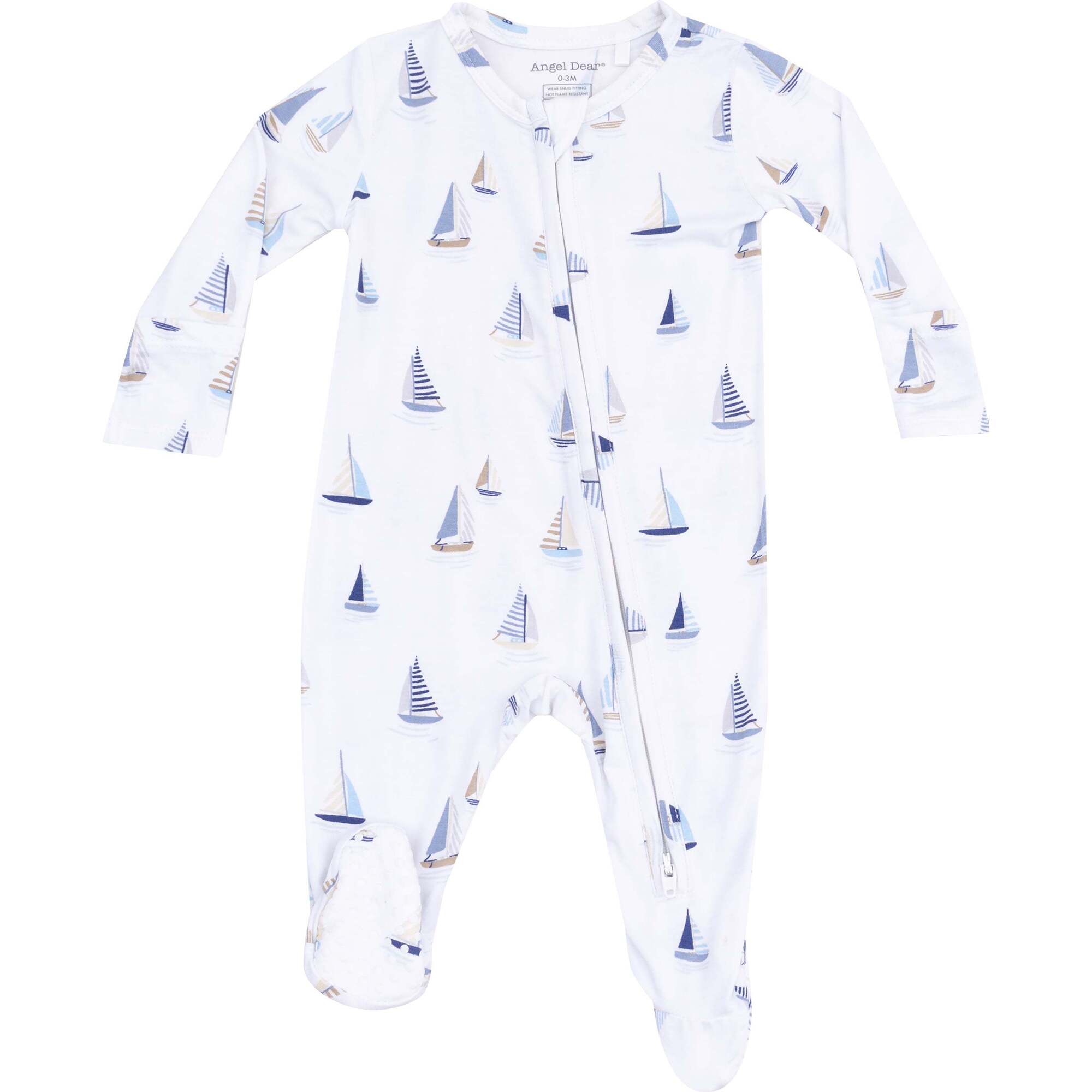 2 Way Zipper Footie, Sailboats Blue - Footie Pajamas - 1