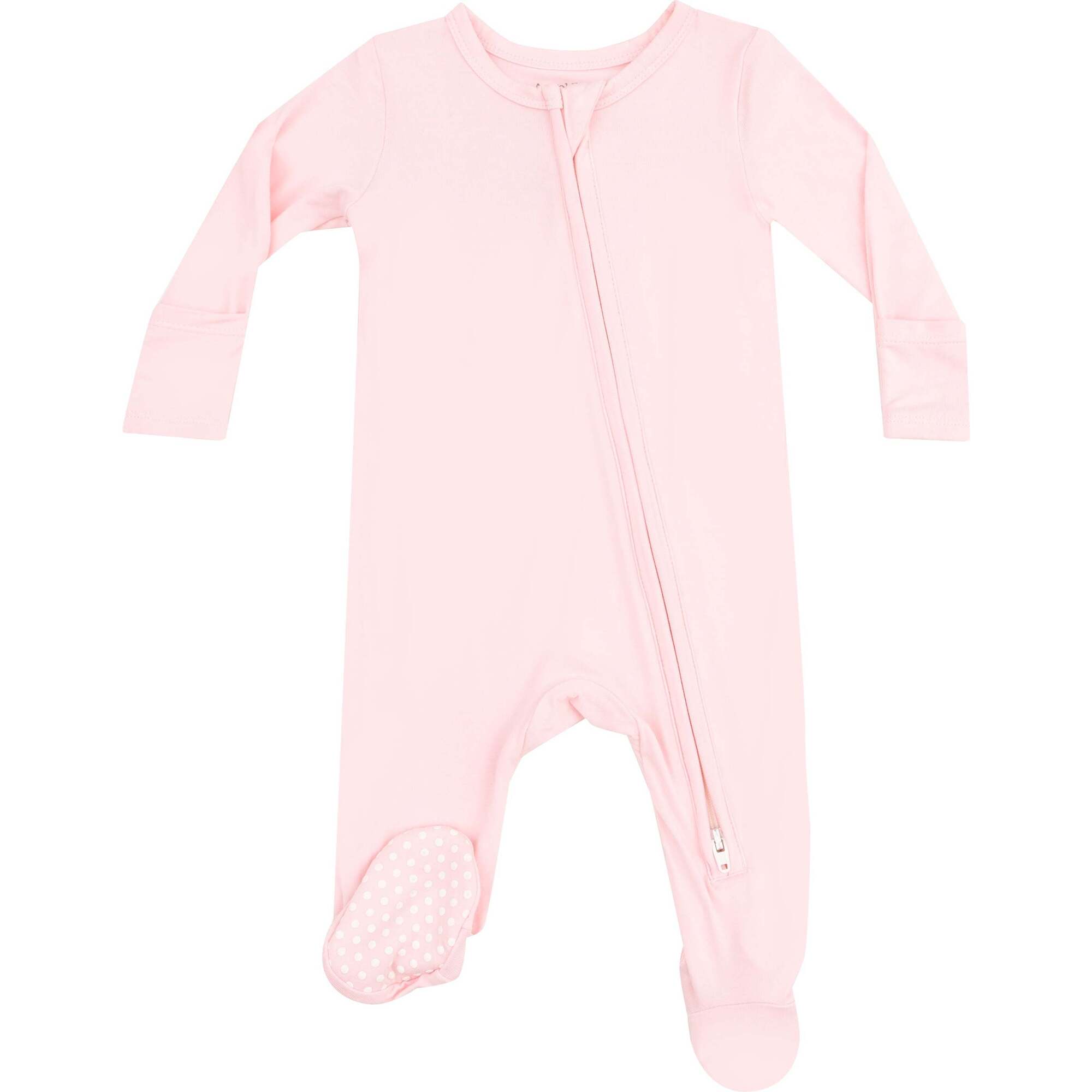 2 Way Zipper Footie, Solid Tickled Pink - Footie Pajamas - 1
