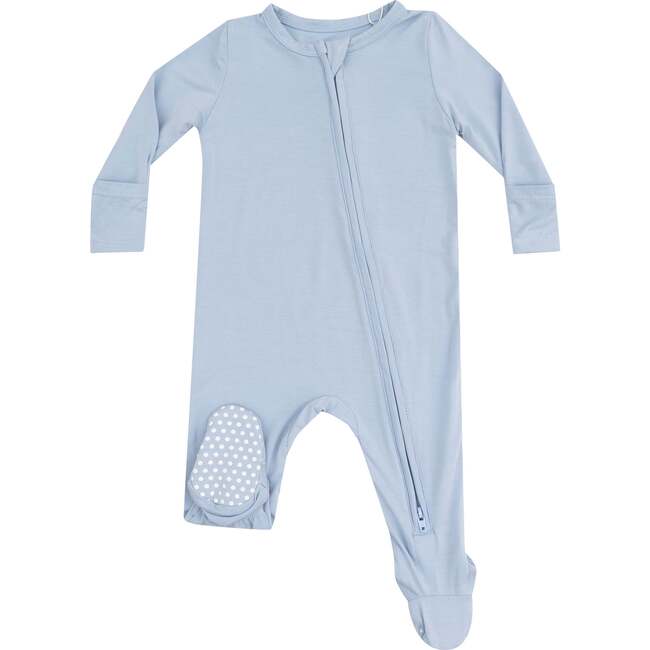 2 Way Zipper Footie, Solid Blue Fog