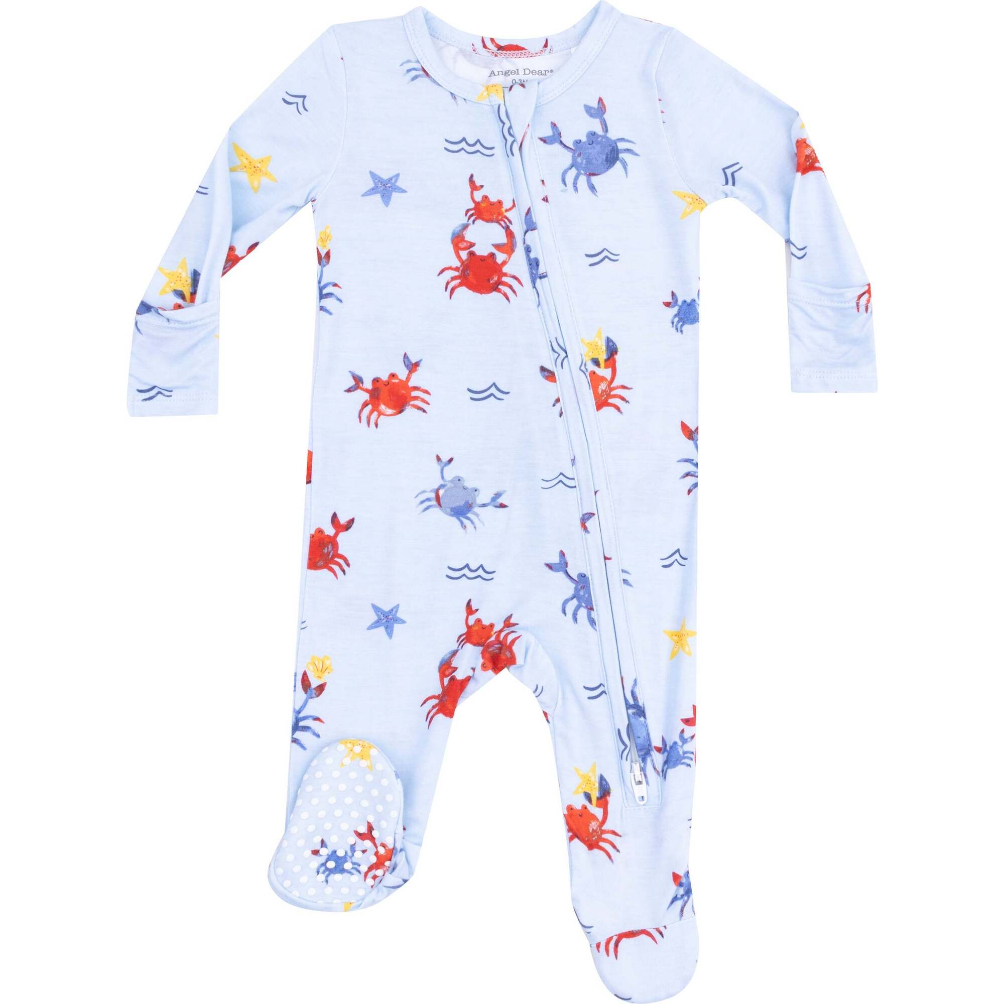 2 Way Zipper Footie, Crayon Crabs - Footie Pajamas - 1