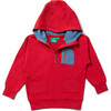 Red Organic Quarter Zip Hoodie, Red - Sweatshirts - 1 - thumbnail