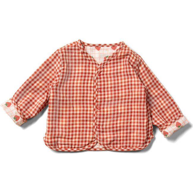 Strawberry Days Reversible Collarless Spring Jacket, Cream