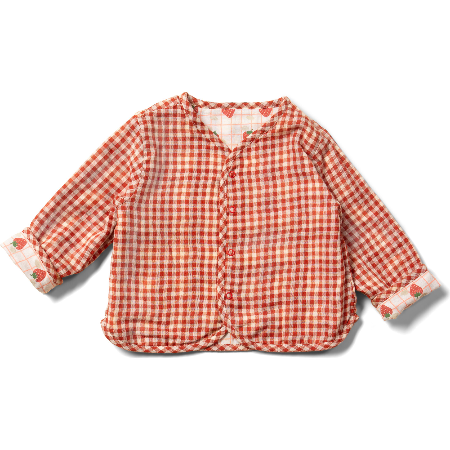 Strawberry Days Reversible Collarless Spring Jacket, Cream - Jackets - 1