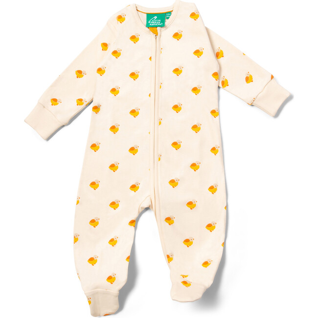 Little Ducks Zip Organic Babygrow, Cream