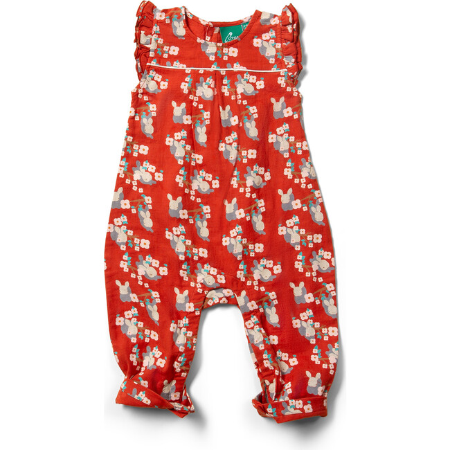 Little Rabbits Frill Summer Romper, Red