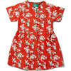 Little Rabbits Button Through Short Sleeve Dress, Red - Dresses - 1 - thumbnail