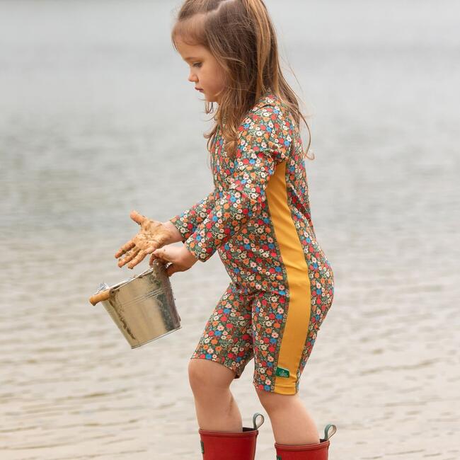Vintage Flowers UPF 50 Recycled Sunsafe Sunsuit, Multi - One Pieces - 4