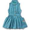 Horizon Blue Striped Pinafore Button Dress, Blue - Dresses - 1 - thumbnail