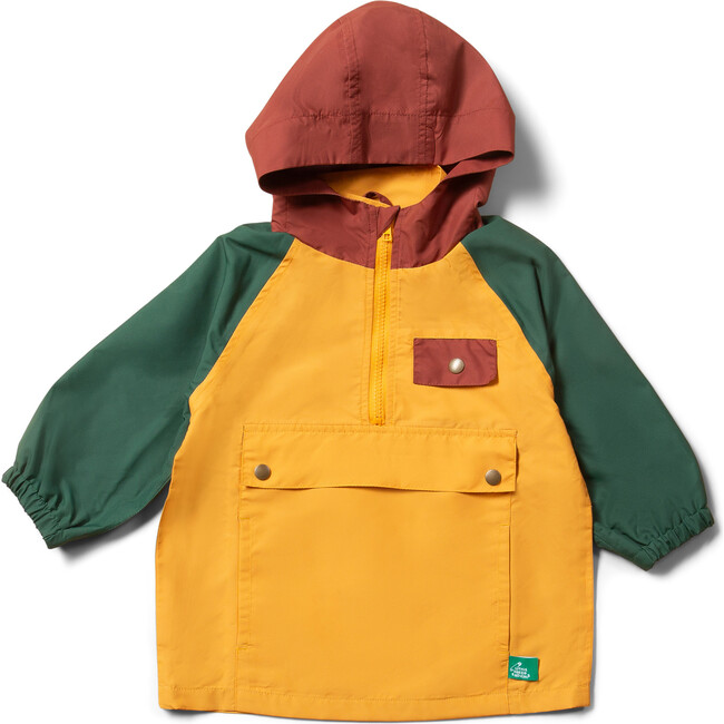 Gold Colour Block Recycled Waterproof Pullover Anorak, Multi