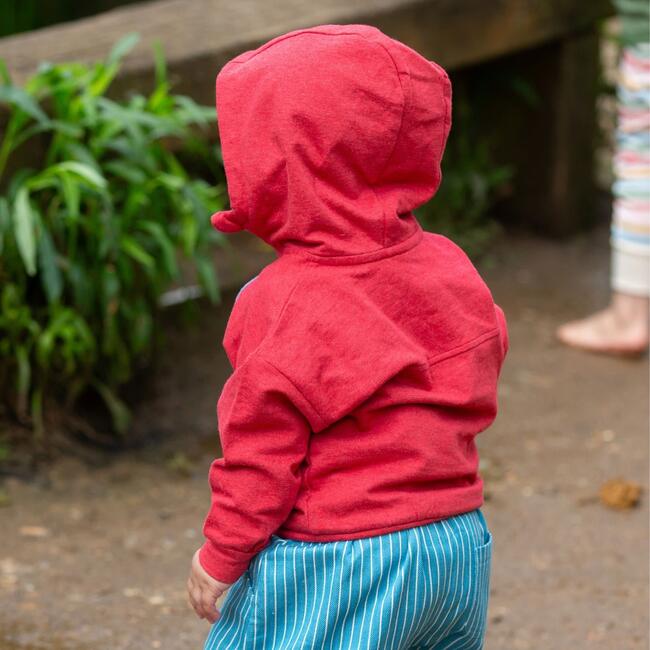 Red Organic Quarter Zip Hoodie, Red - Sweatshirts - 3