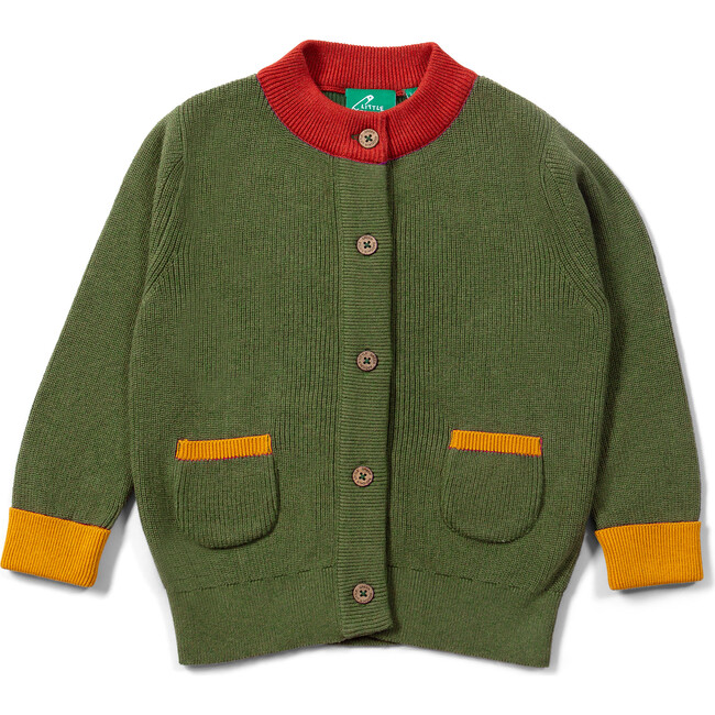 From One To Another Elm Green Colour Block Knitted Cardigan, Green