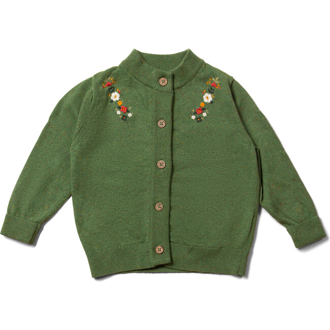 From One To Another Green Flower Knitted Cardigan, Green