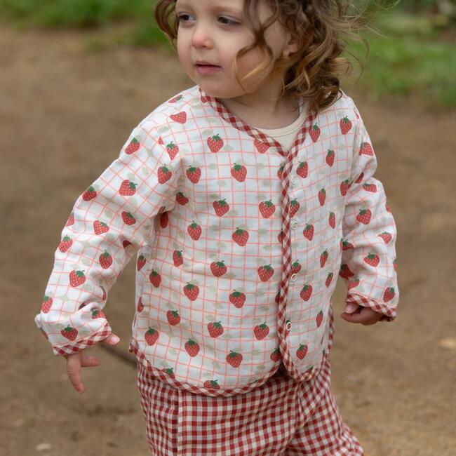 Strawberry Days Reversible Collarless Spring Jacket, Cream - Jackets - 3