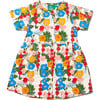 Flora And Fauna Button Through Short Sleeve Dress, Multi - Dresses - 1 - thumbnail