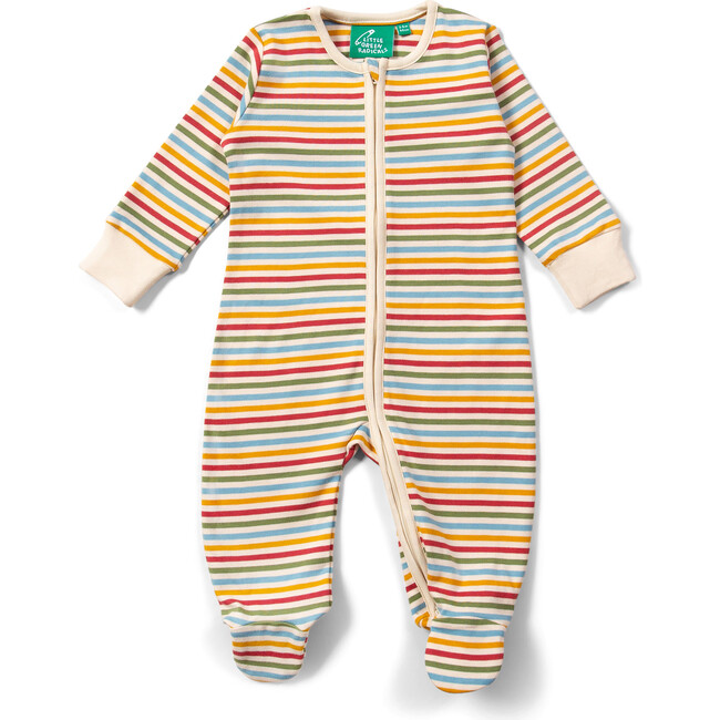 Cream Rainbow Zip Organic Babygrow, Multi