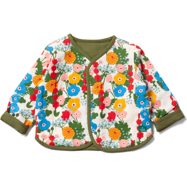 Flora And Fauna Reversible Collarless Spring Jacket, Multi