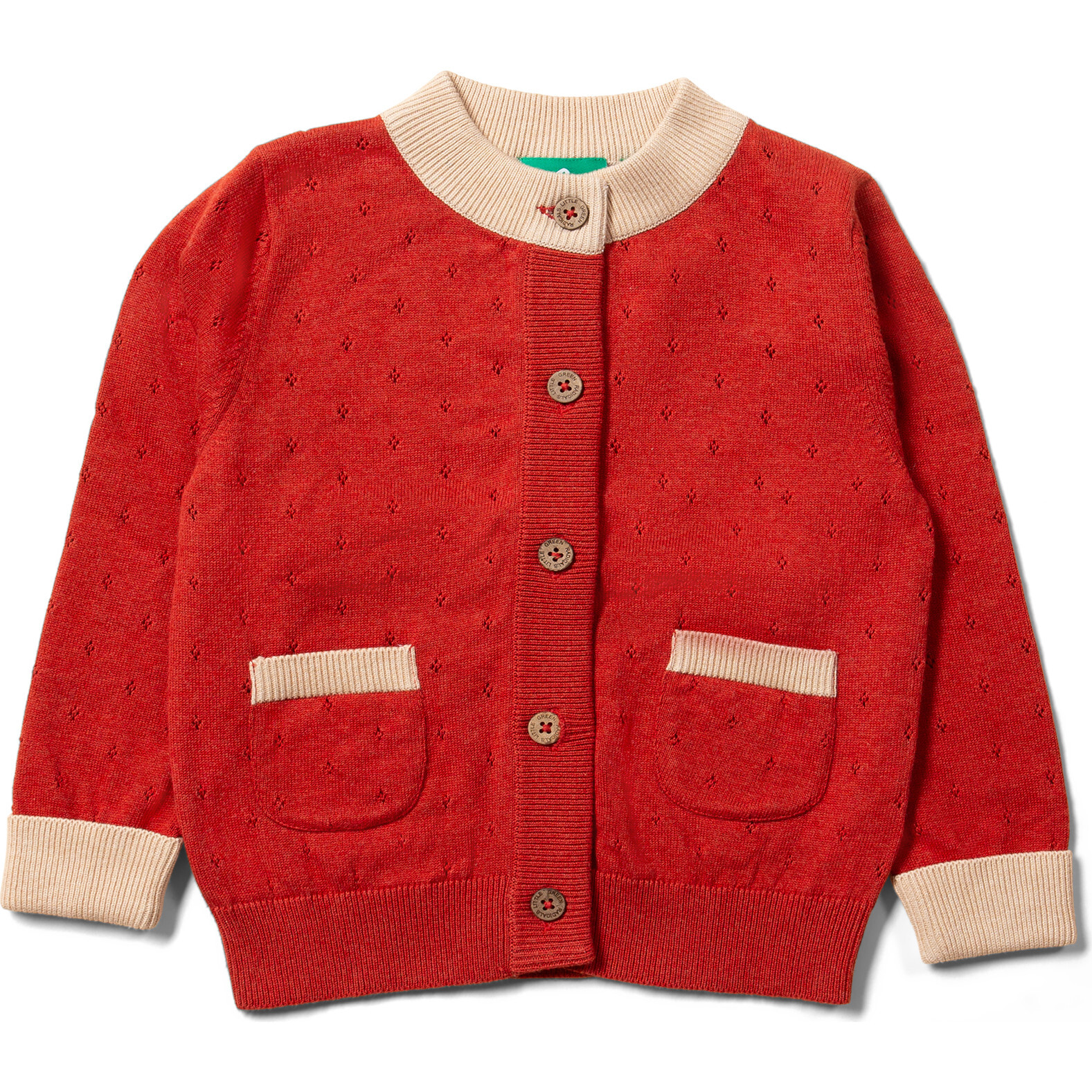 From One To Another Burnt Ochre Pointelle Knitted Cardigan, Red - Cardigans - 1