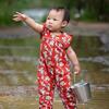 Little Rabbits Frill Summer Romper, Red - Rompers - 4