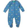Blue Rainbows Zip Organic Babygrow, Blue - Rompers - 1 - thumbnail