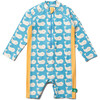 Blue Whales UPF 50 Recycled Sunsafe Sunsuit, Blue - Rash Guards - 1 - thumbnail