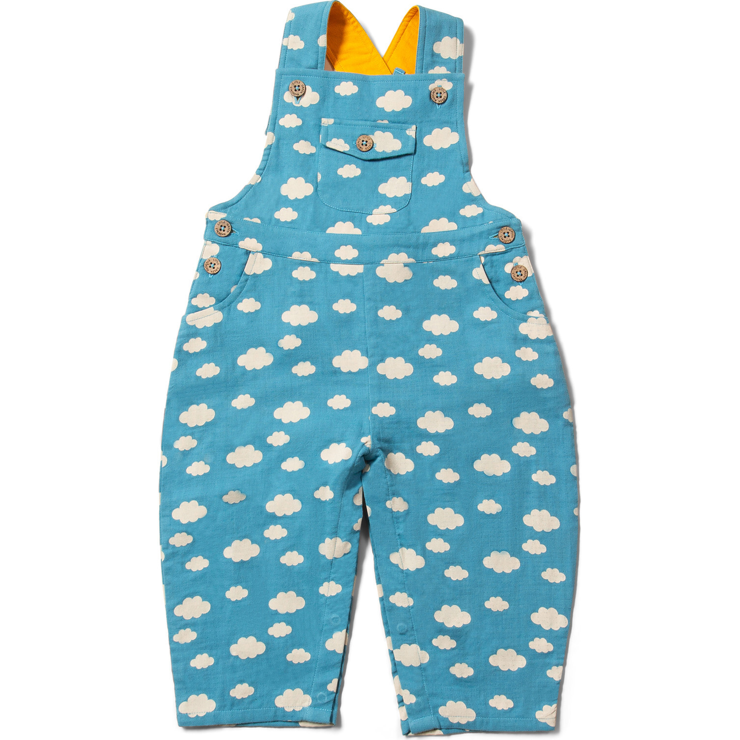 Blue Clouds Pocket Dungaree Shorts, Blue - Shorts - 1