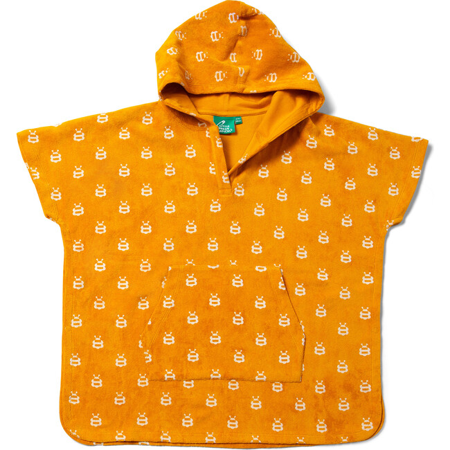 Bees Kids Hooded Beach Poncho, Gold