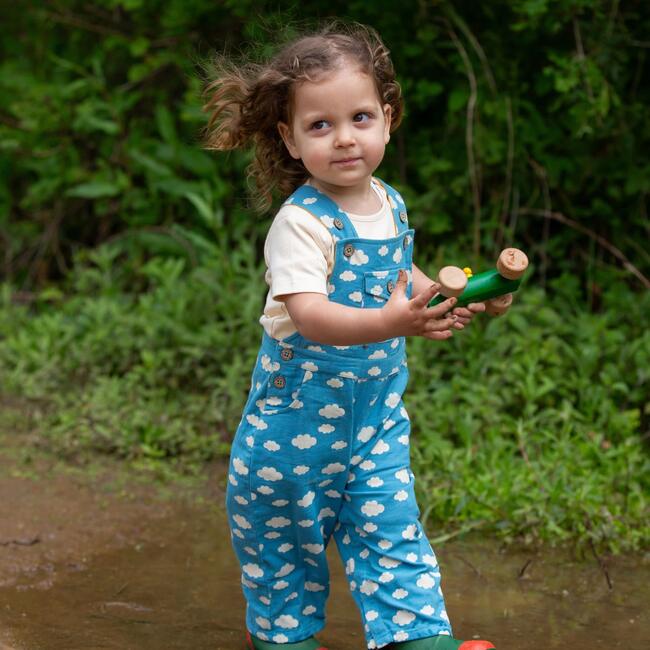 Blue Clouds Pocket Dungaree Shorts, Blue - Shorts - 2