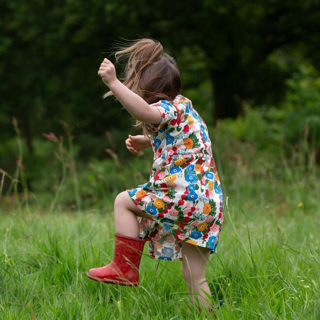 Flora And Fauna Button Through Short Sleeve Dress, Multi - Dresses - 4