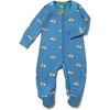 Blue Rainbows Zip Organic Babygrow, Blue - Rompers - 5