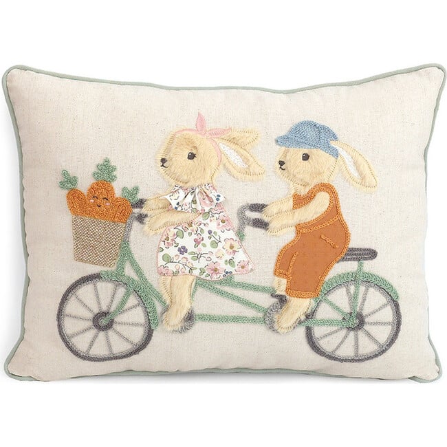 Bunny Bike Ride Lumbar Pillow