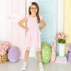 Pink Ditsy Daisy Easter Tiered Short Sleeve Tutu Dress, Pink - Dresses - 2